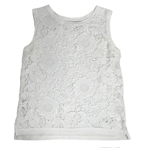 LOFT white Floral Lace Tank Top overlay small - Picture 2 of 9